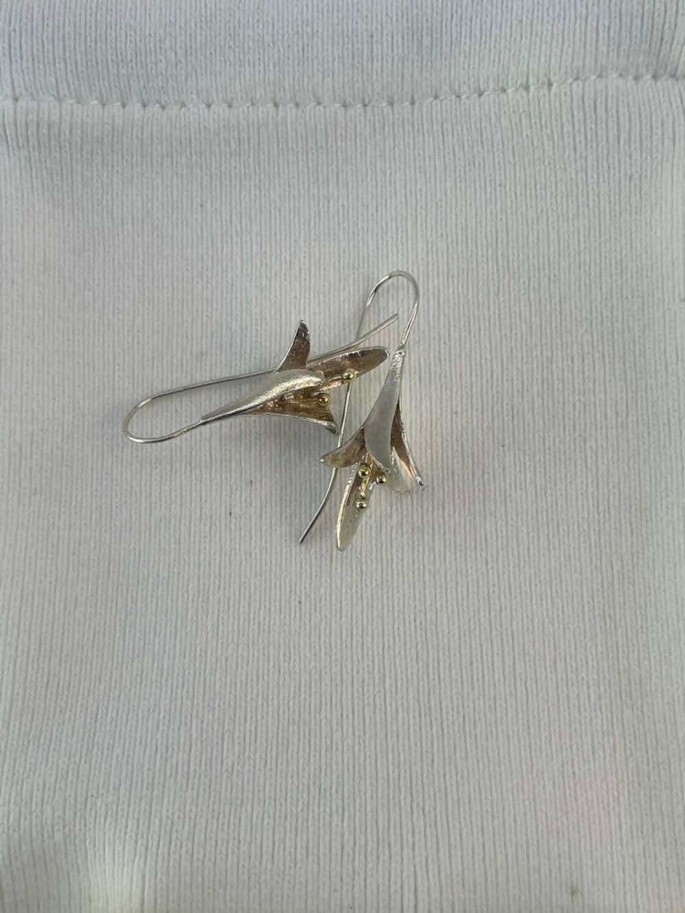 Sterling Silver Floral Drop Earrings - Silver - Picture 2 of 6